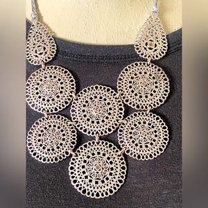 Stella & Dot silver-tone medallion necklace with rhinestones